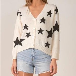 Elan Star Print Cardigan Size Small